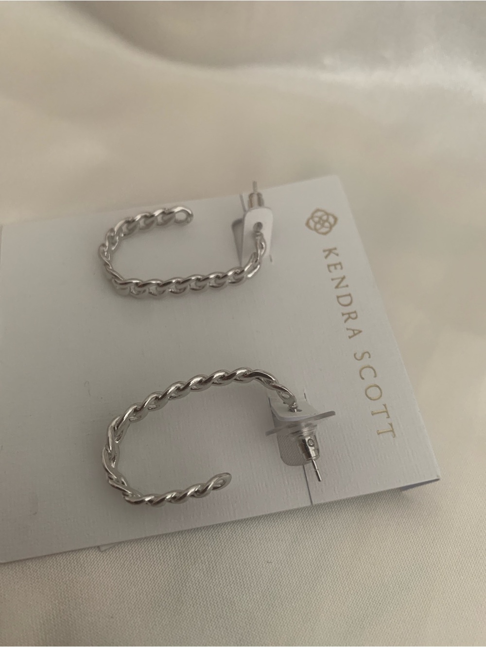 Kendra Scott Silver Twisted Chain Hoop Earrings